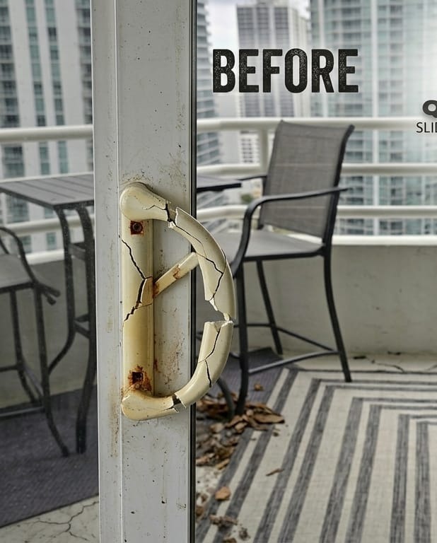 Lock & Handle Replacement before repair by Quick Fix Doors in Miami-Dade