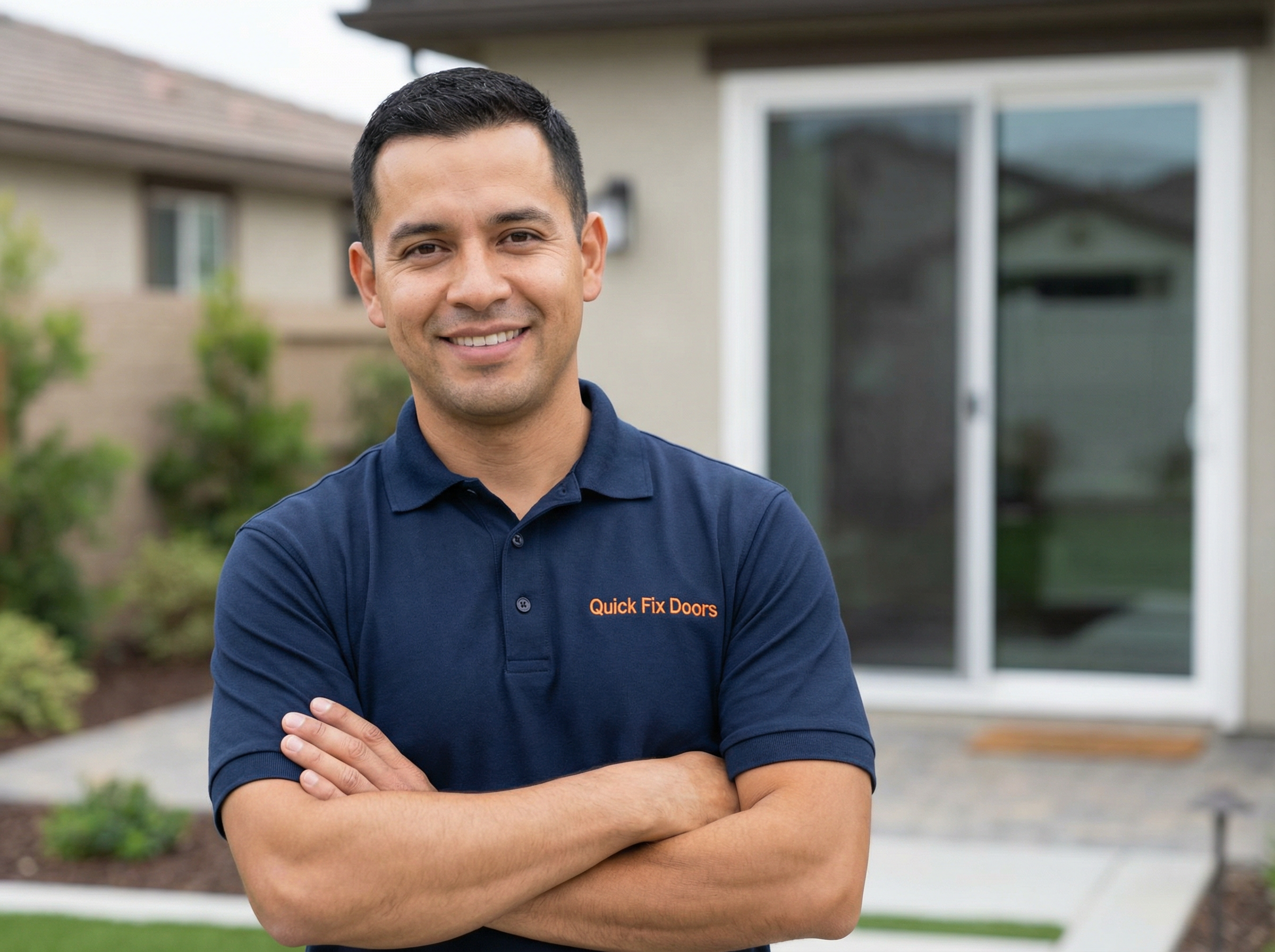 Quick Fix Doors certified technician providing professional sliding door and window repair service at a Miami-Dade residence